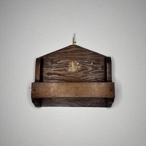 Vintage Wood Spice Rack Cook Book Shelf Kitchen Cottagecore Kitschy Country Folk